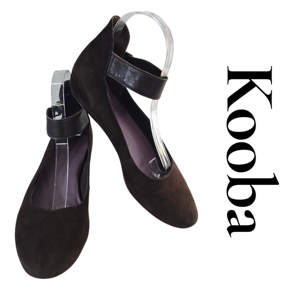 Kooba Shoes - Kooba Flats 8.5 Brown Suede Leather Ankle‎ Strap Round Toe Classic Minimalist